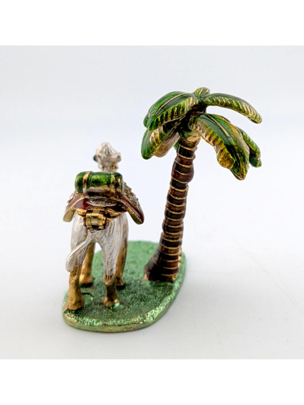 VTG Jeweled Enamel Camel/Palm Tree Desert TRINKET/PILL BOX Hinged Cloisonn-Style - Picture 5 of 11